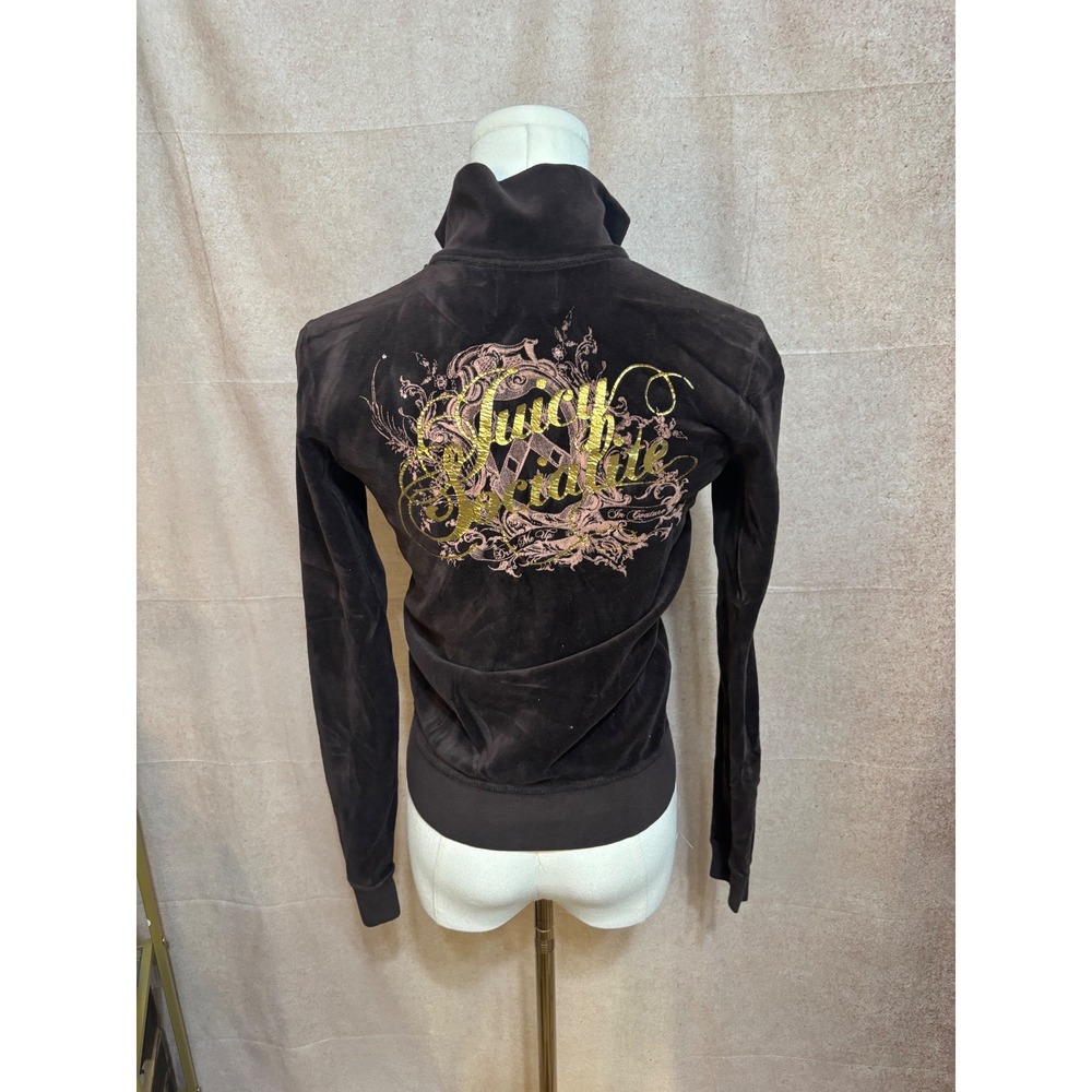 Juicy Couture Vintage Brown Velour Track Jacket Juicy Socialite Graphic Small